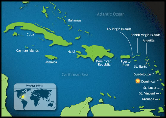 Dominica Caribbean Map